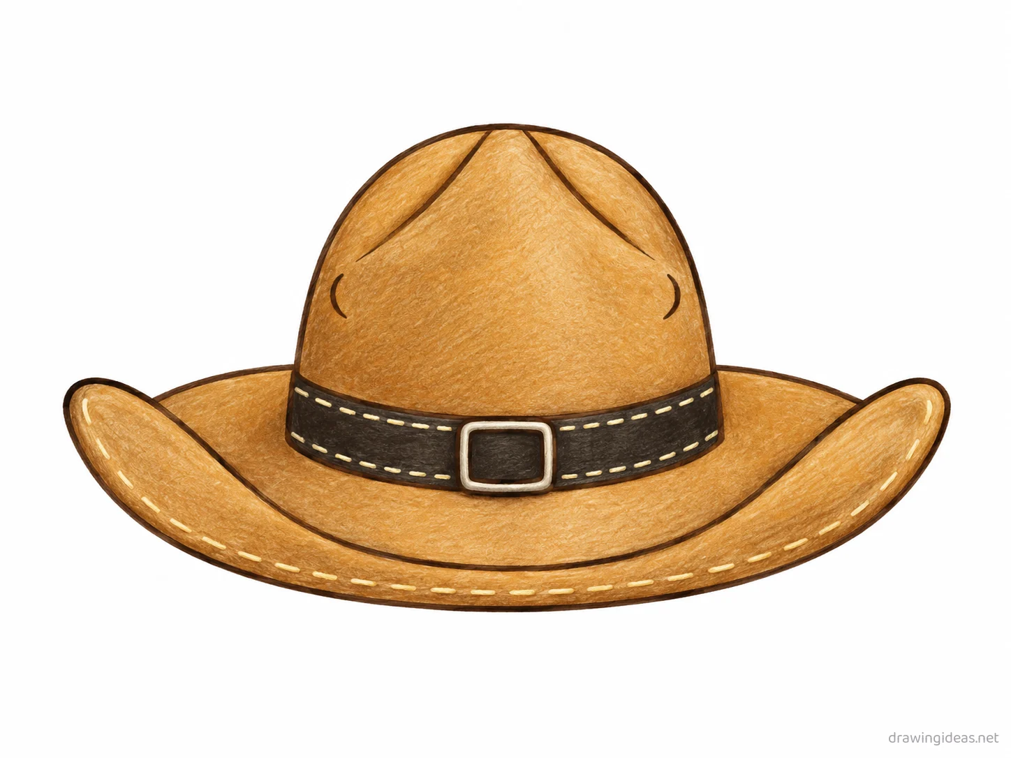 Cowboy Hat drawing — hand-drawn cowboy hat illustration with ink lines and soft colors