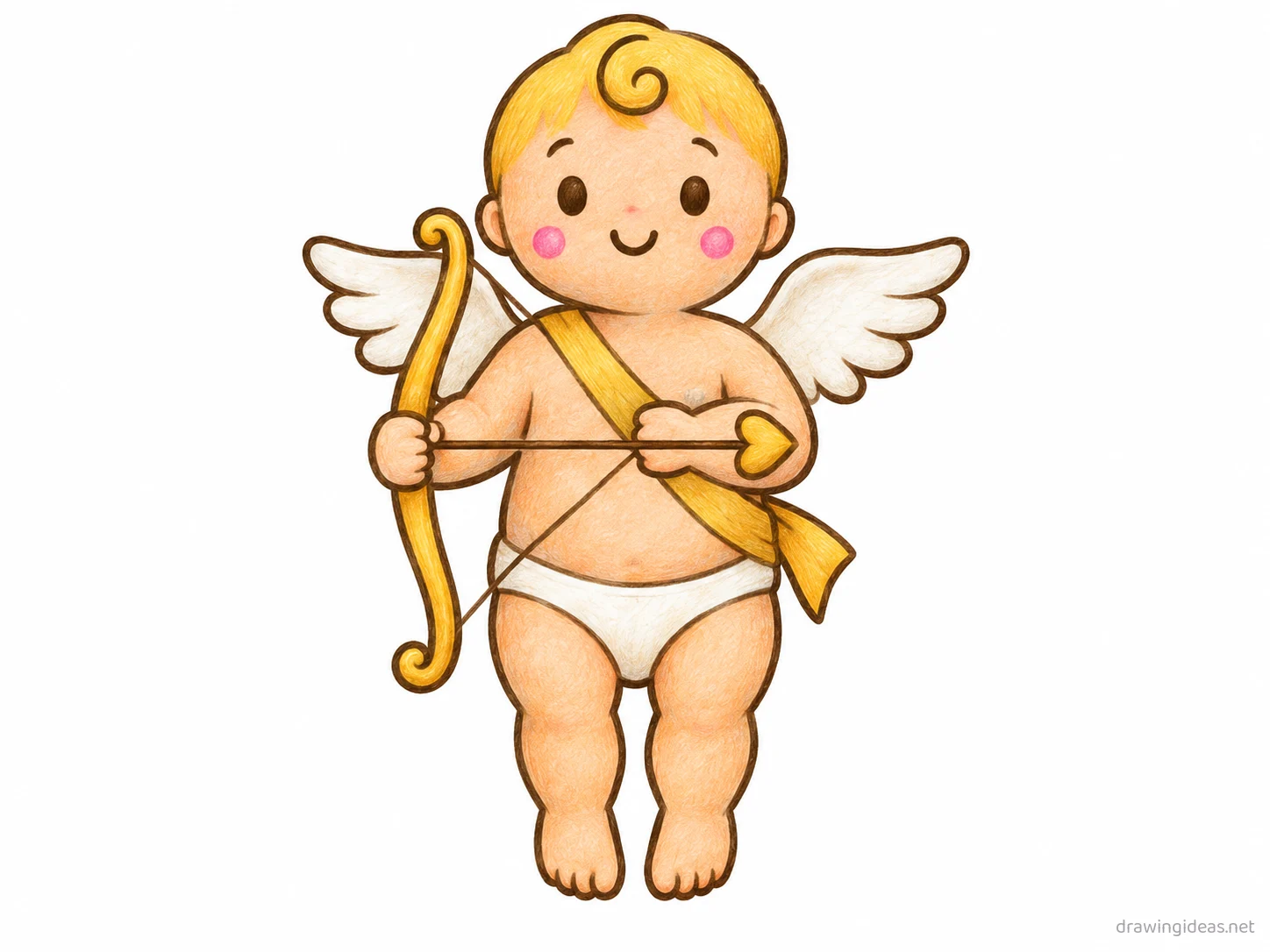 Cupid drawing — hand-drawn Cupid illustration with ink lines and soft colors