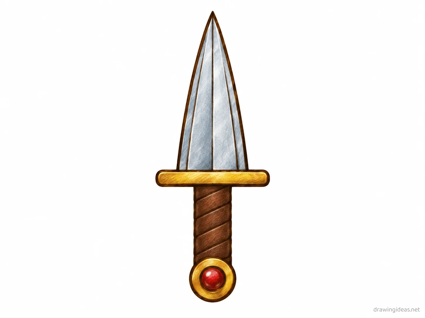 Dagger drawing — hand-drawn dagger illustration with ink lines and soft colors