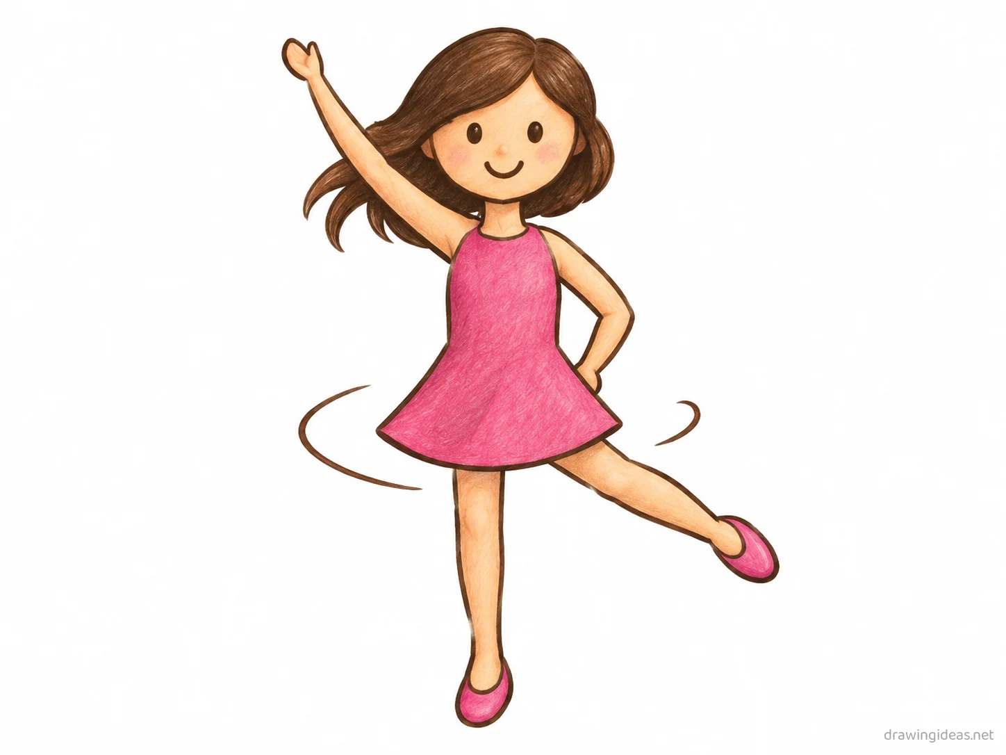 Dancing drawing — hand-drawn dancing illustration with ink lines and soft colors