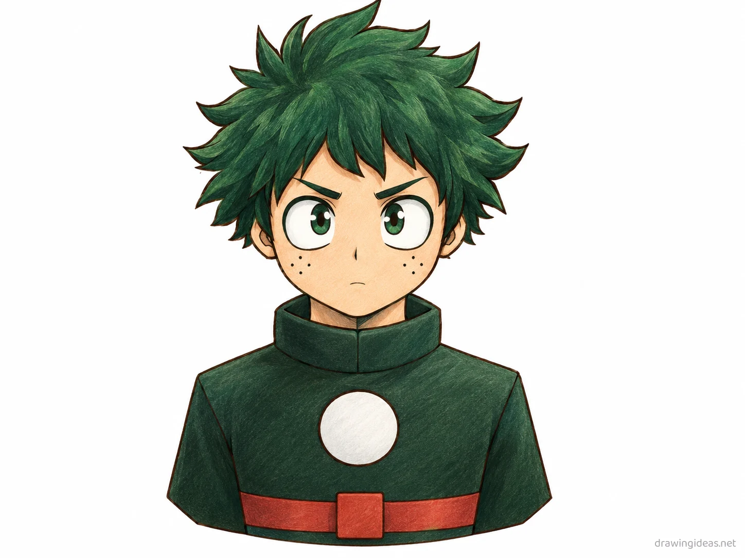 Deku drawing — hand-drawn Deku illustration with ink lines and soft colors