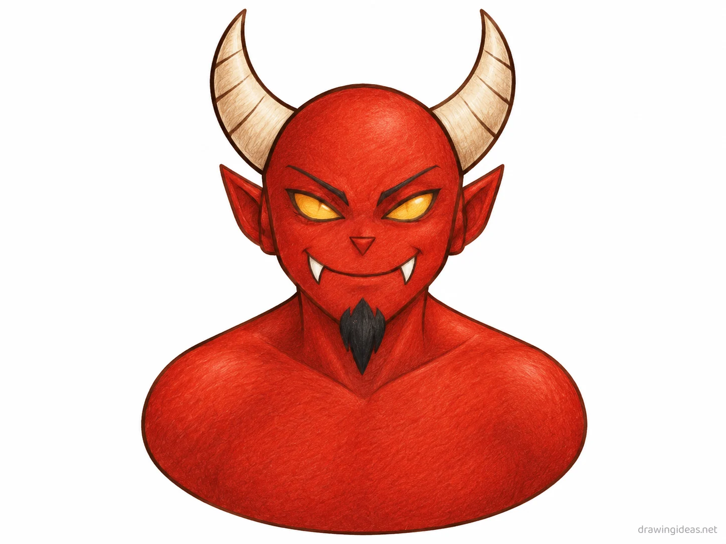Demon drawing — hand-drawn demon illustration with ink lines and soft colors