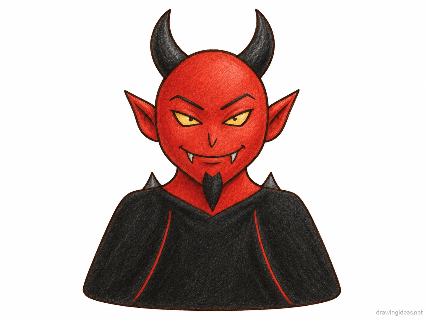 Devil drawing — hand-drawn devil illustration with ink lines and soft colors