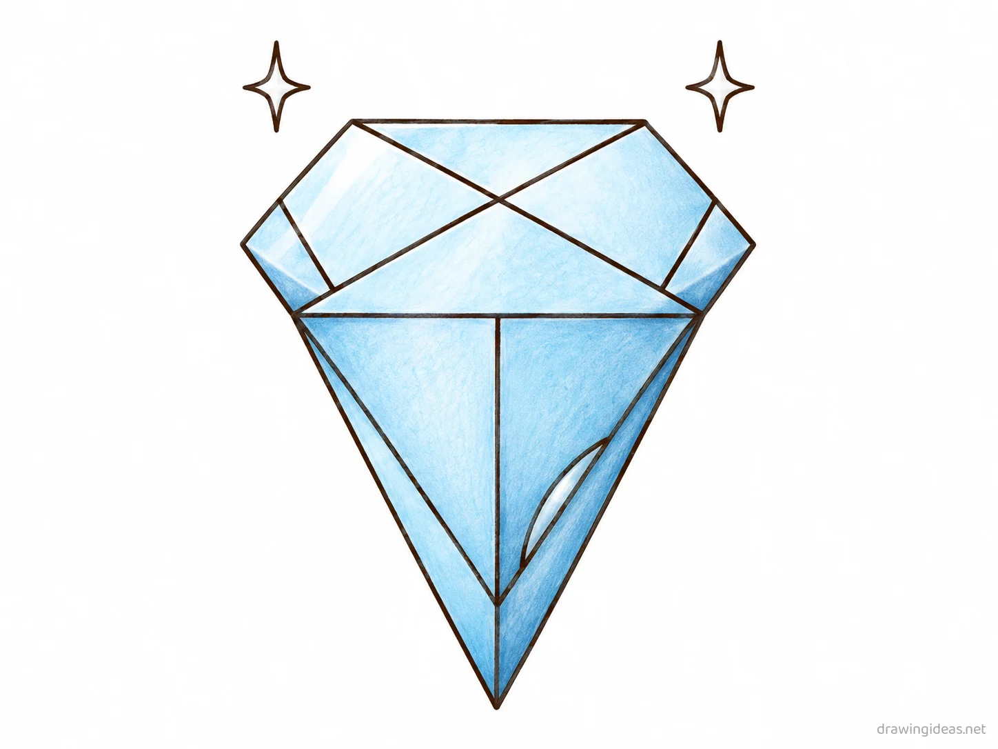 Diamond drawing — hand-drawn diamond illustration with ink lines and soft colors