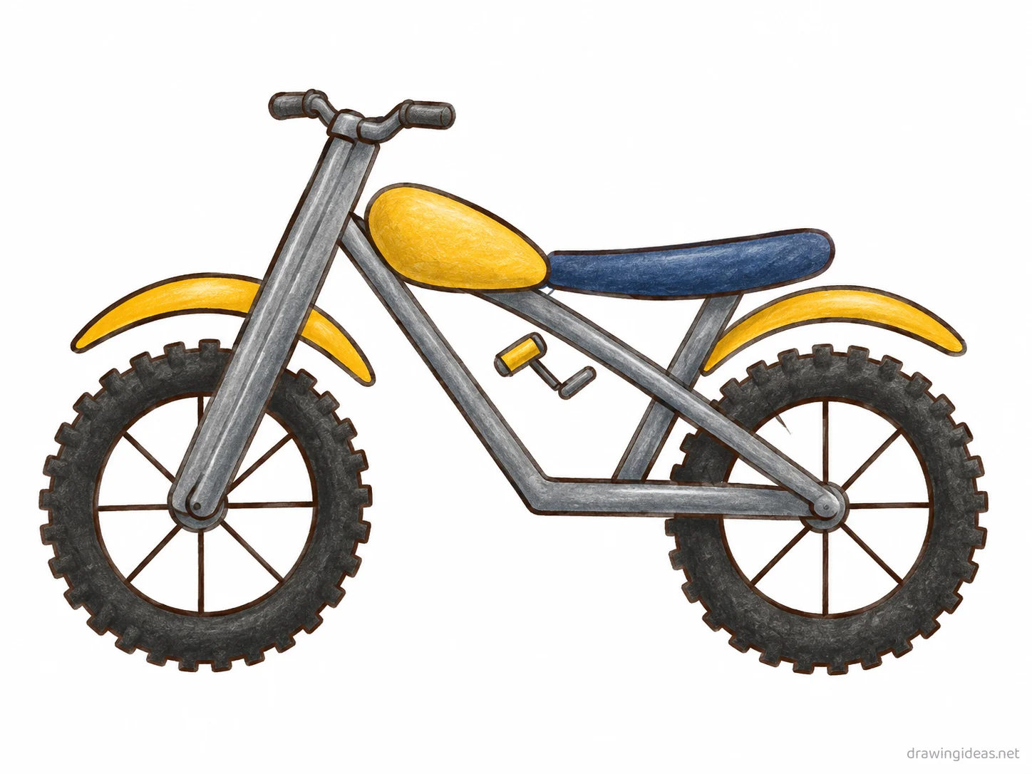 Dirt Bike drawing ā hand-drawn dirt bike illustration with ink lines and soft colors