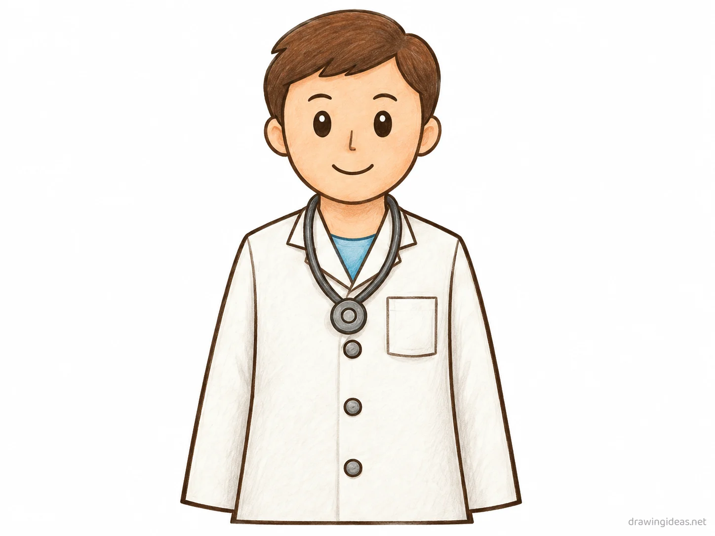 Doctor drawing — hand-drawn doctor illustration with ink lines and soft colors