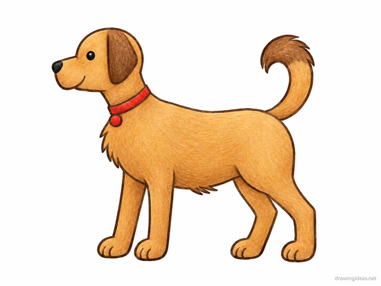 Dog drawing — hand-drawn dog illustration with ink lines and soft colors