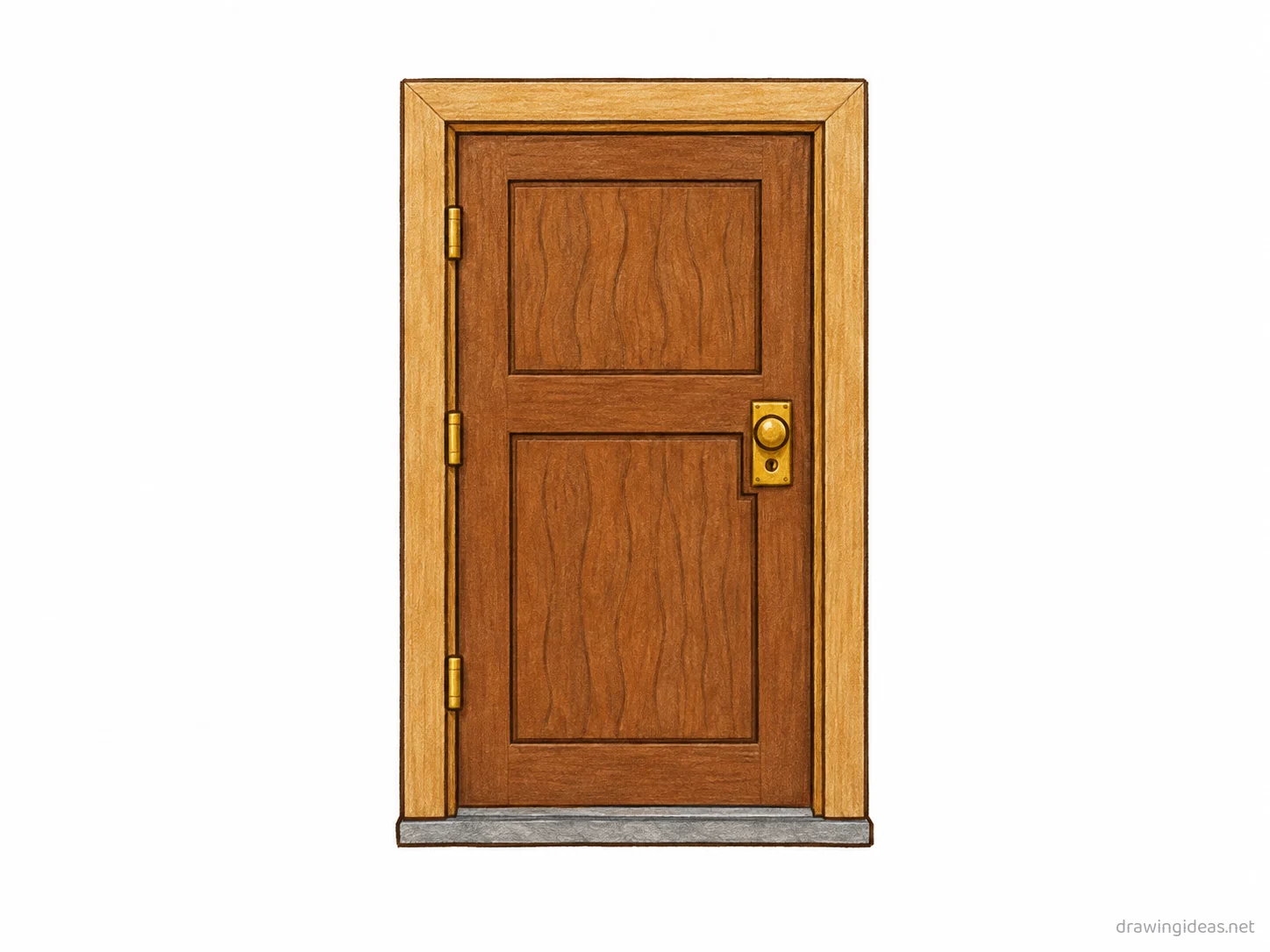 Door drawing — hand-drawn door illustration with ink lines and soft colors