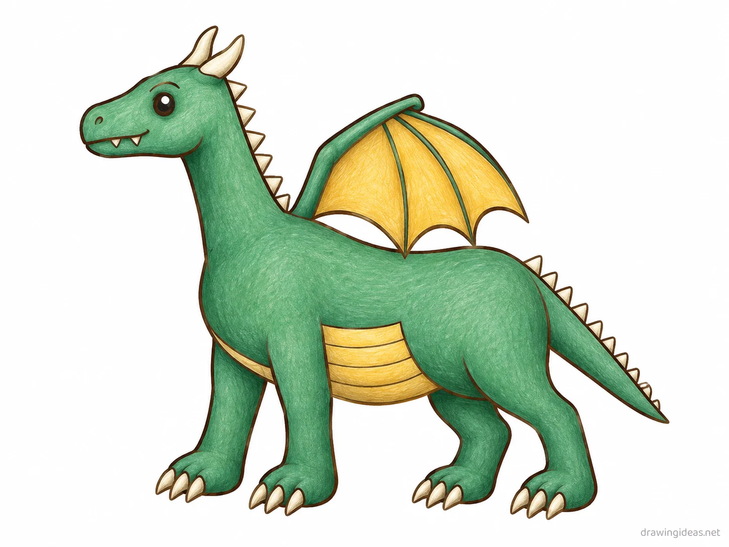 Dragon drawing — hand-drawn dragon illustration with ink lines and soft colors