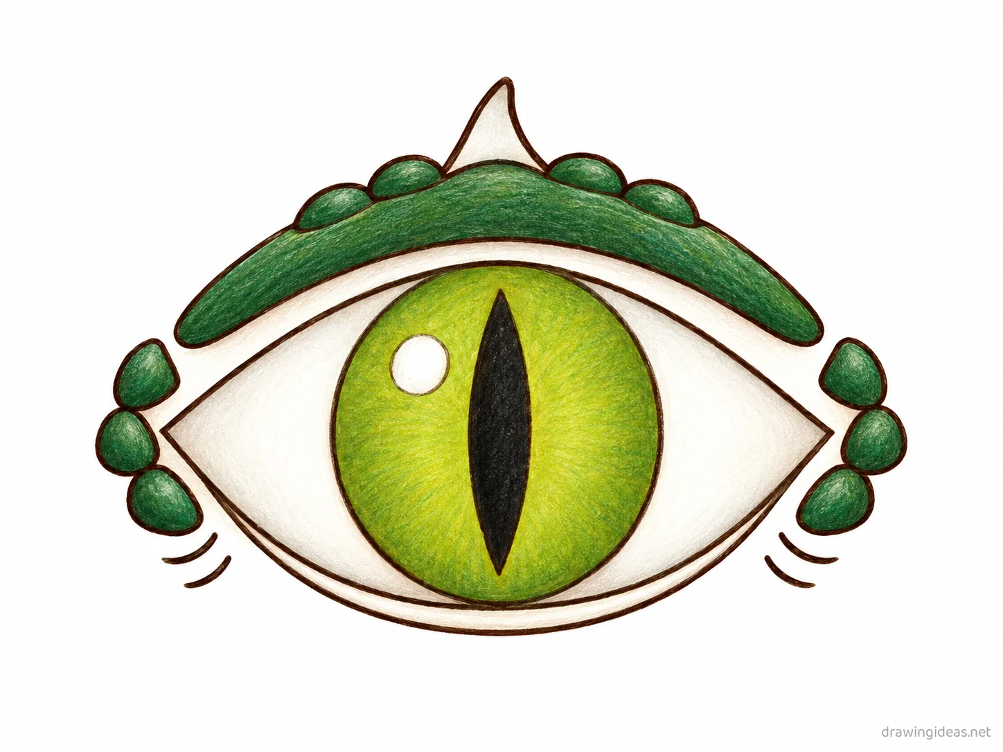 Dragon Eye drawing — hand-drawn dragon eye illustration with ink lines and soft colors