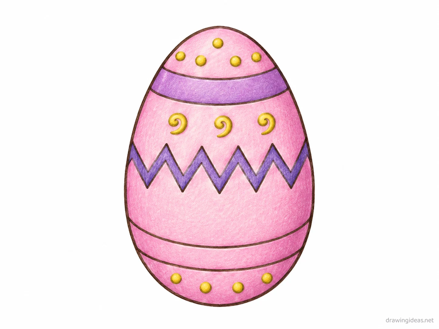 Easter Egg drawing — hand-drawn Easter egg illustration with ink lines and soft colors