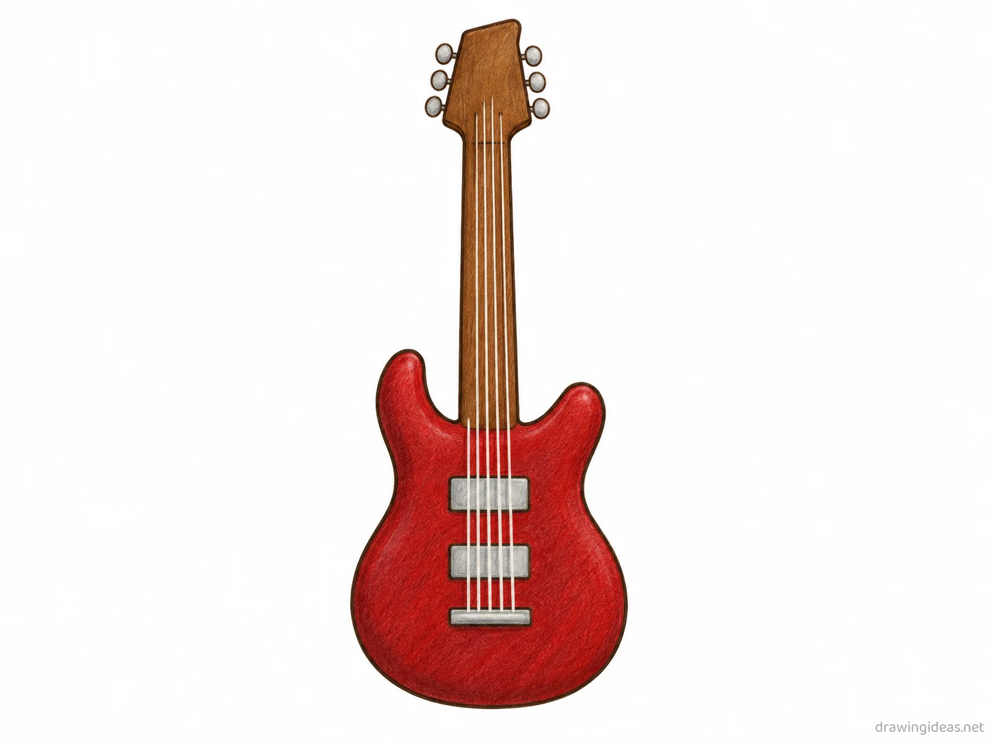 Electric Guitar drawing — hand-drawn electric guitar illustration with ink lines and soft colors
