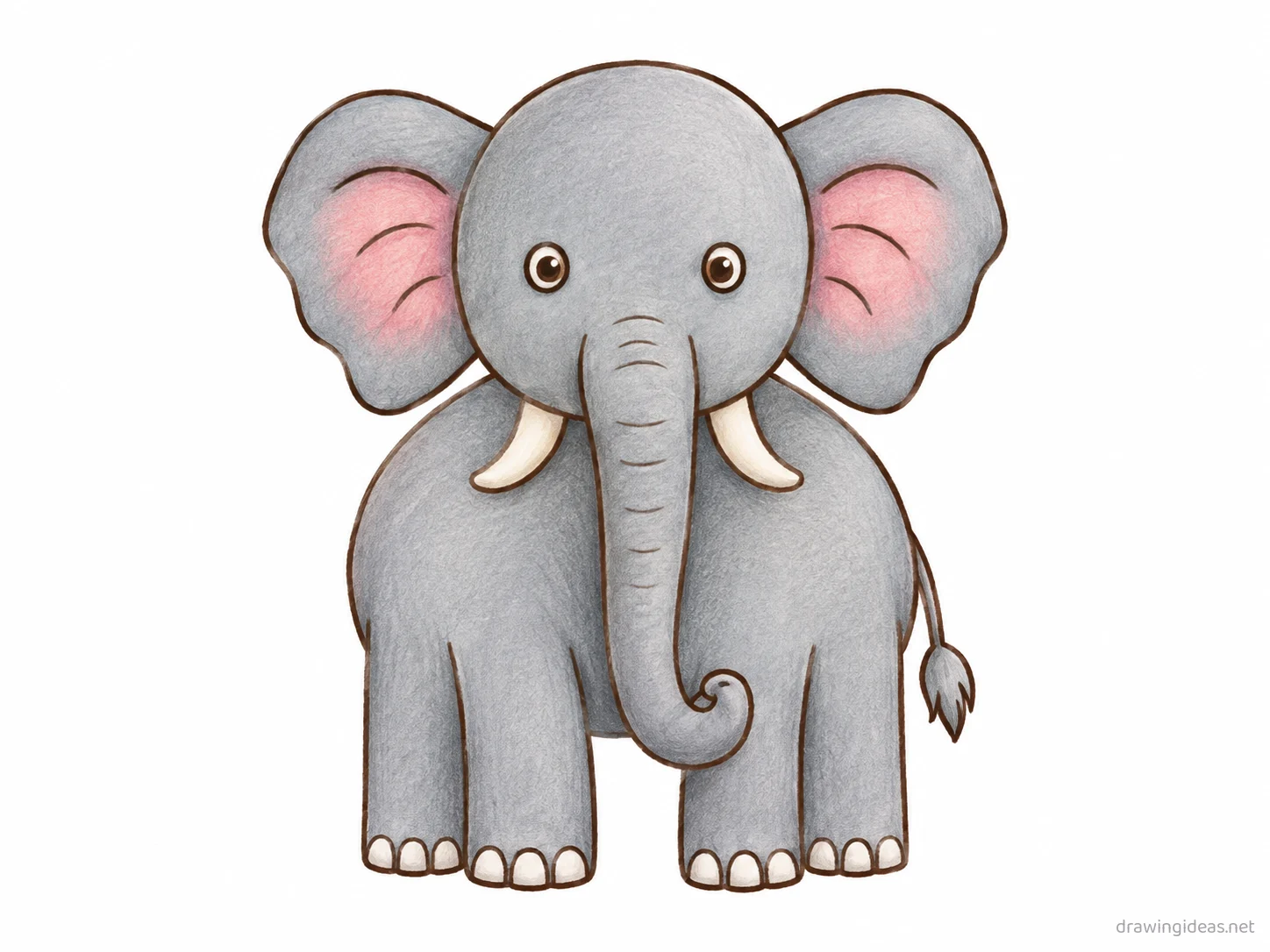 Elephant drawing — hand-drawn elephant illustration with ink lines and soft colors