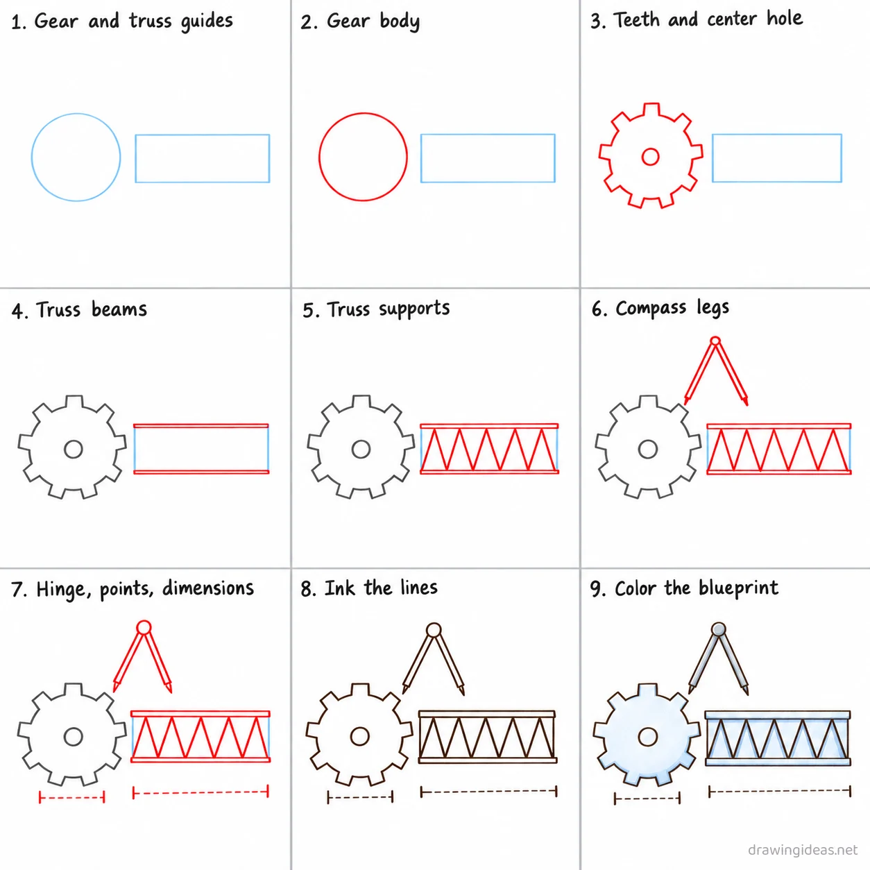 How to draw engineering step by step — 9-step engineering drawing tutorial sheet