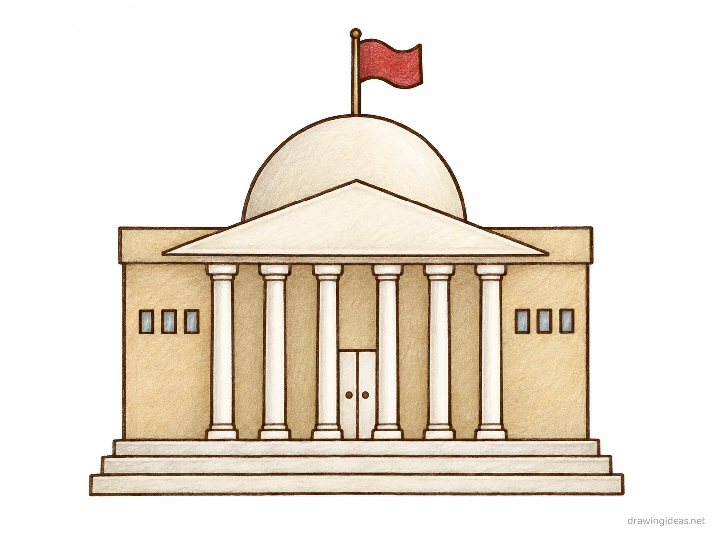 Executive Branch drawing — hand-drawn Executive Branch illustration with ink lines and soft colors