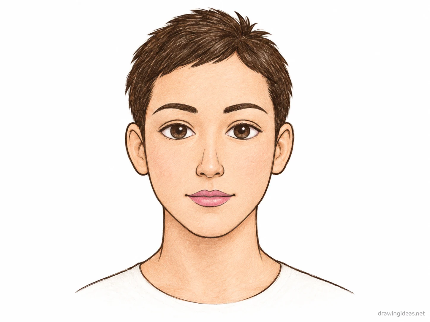 Face drawing — hand-drawn face illustration with ink lines and soft colors