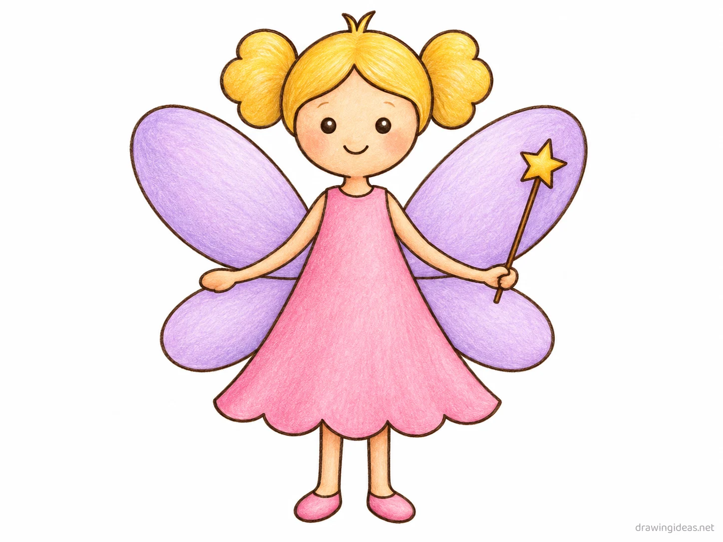 Fairy drawing — hand-drawn fairy illustration with ink lines and soft colors
