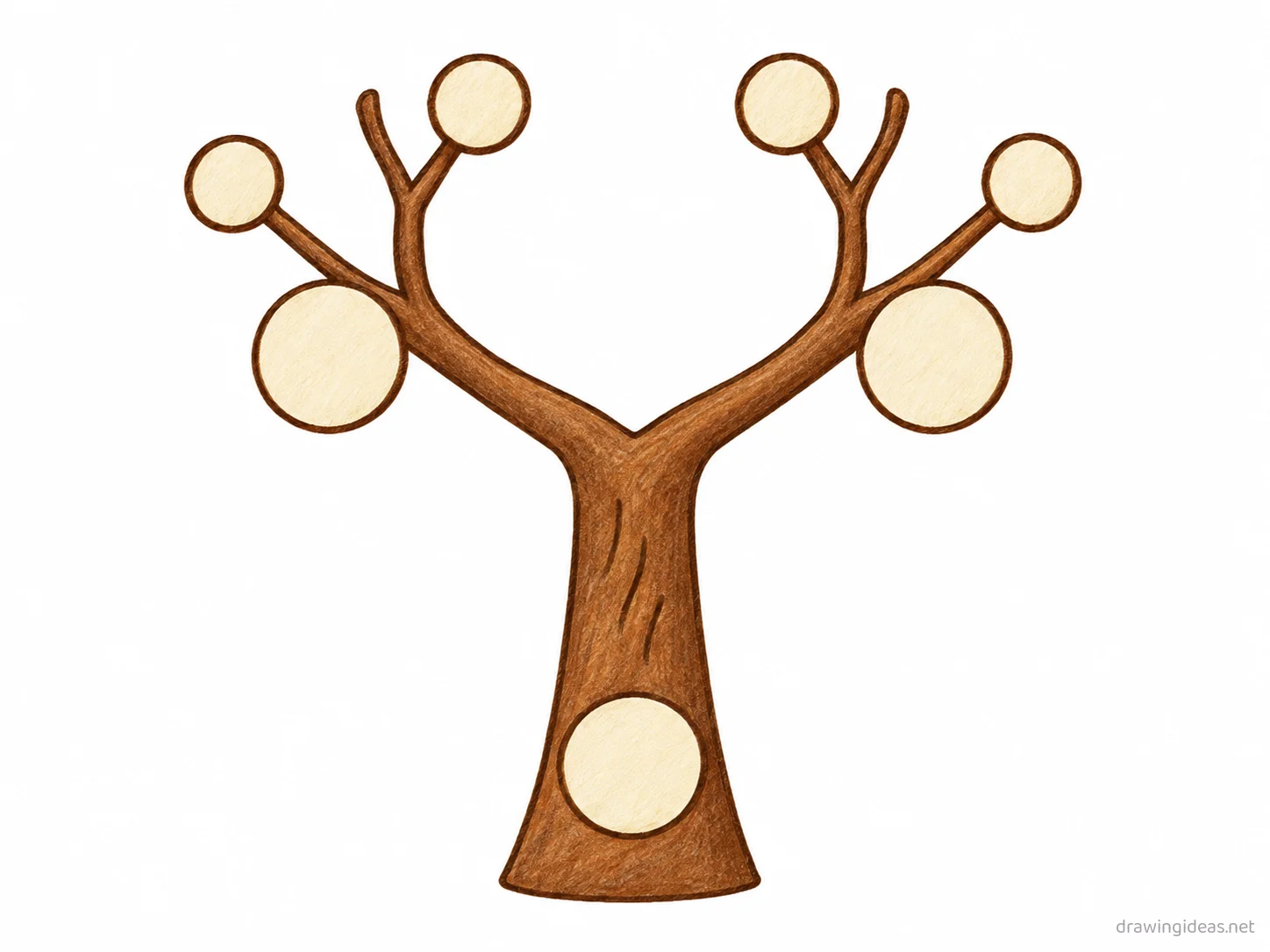 Family Tree drawing — hand-drawn family tree illustration with ink lines and soft colors