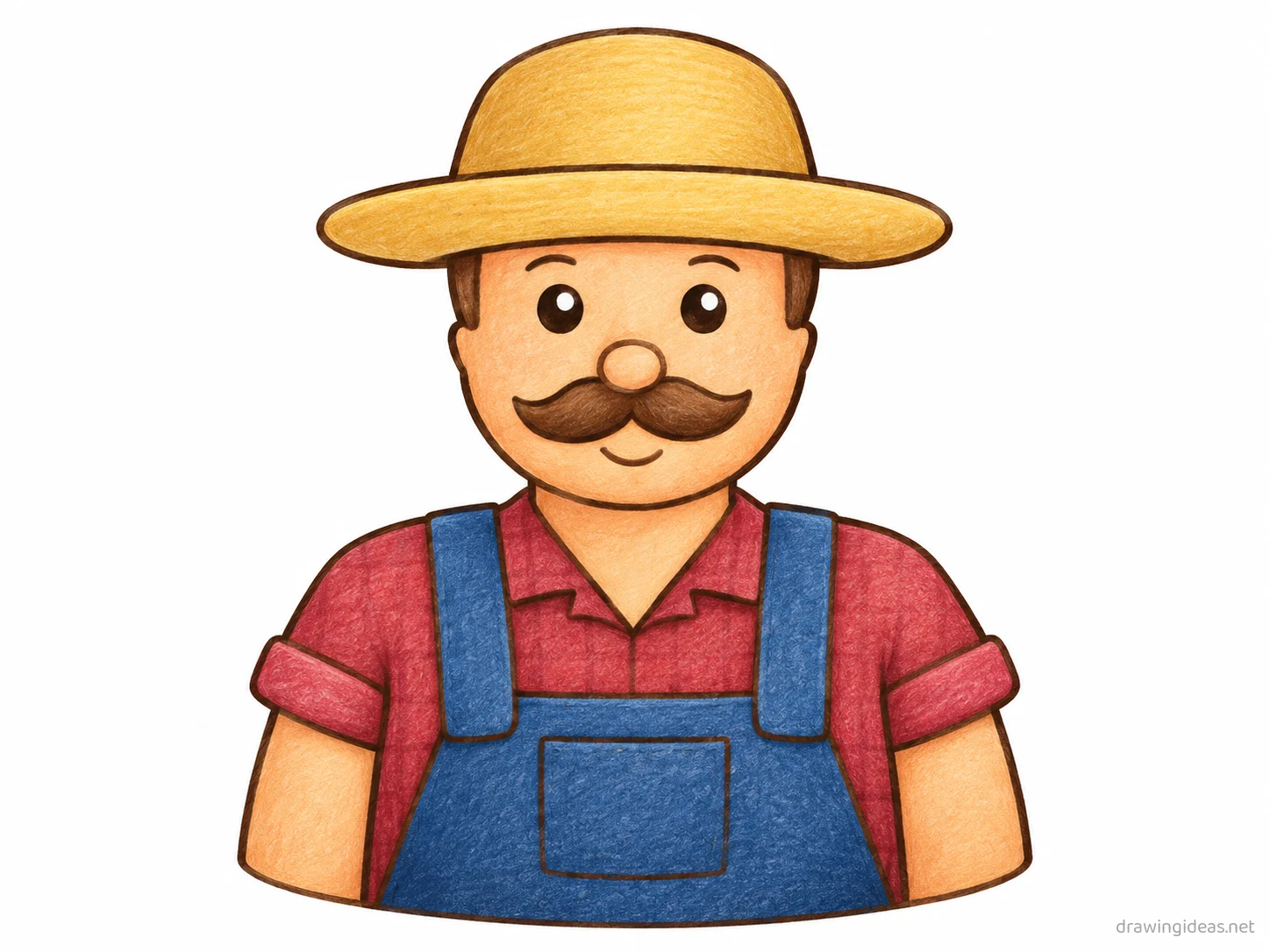 Farmer drawing — hand-drawn farmer illustration with ink lines and soft colors