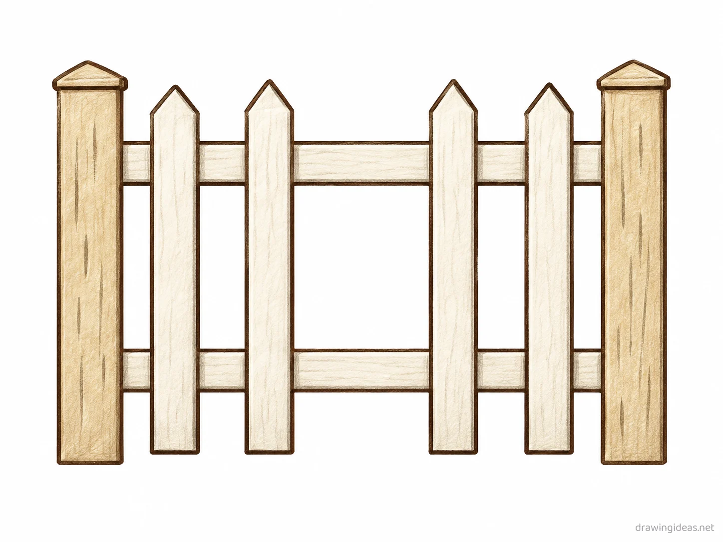 Fence drawing — hand-drawn fence illustration with ink lines and soft colors