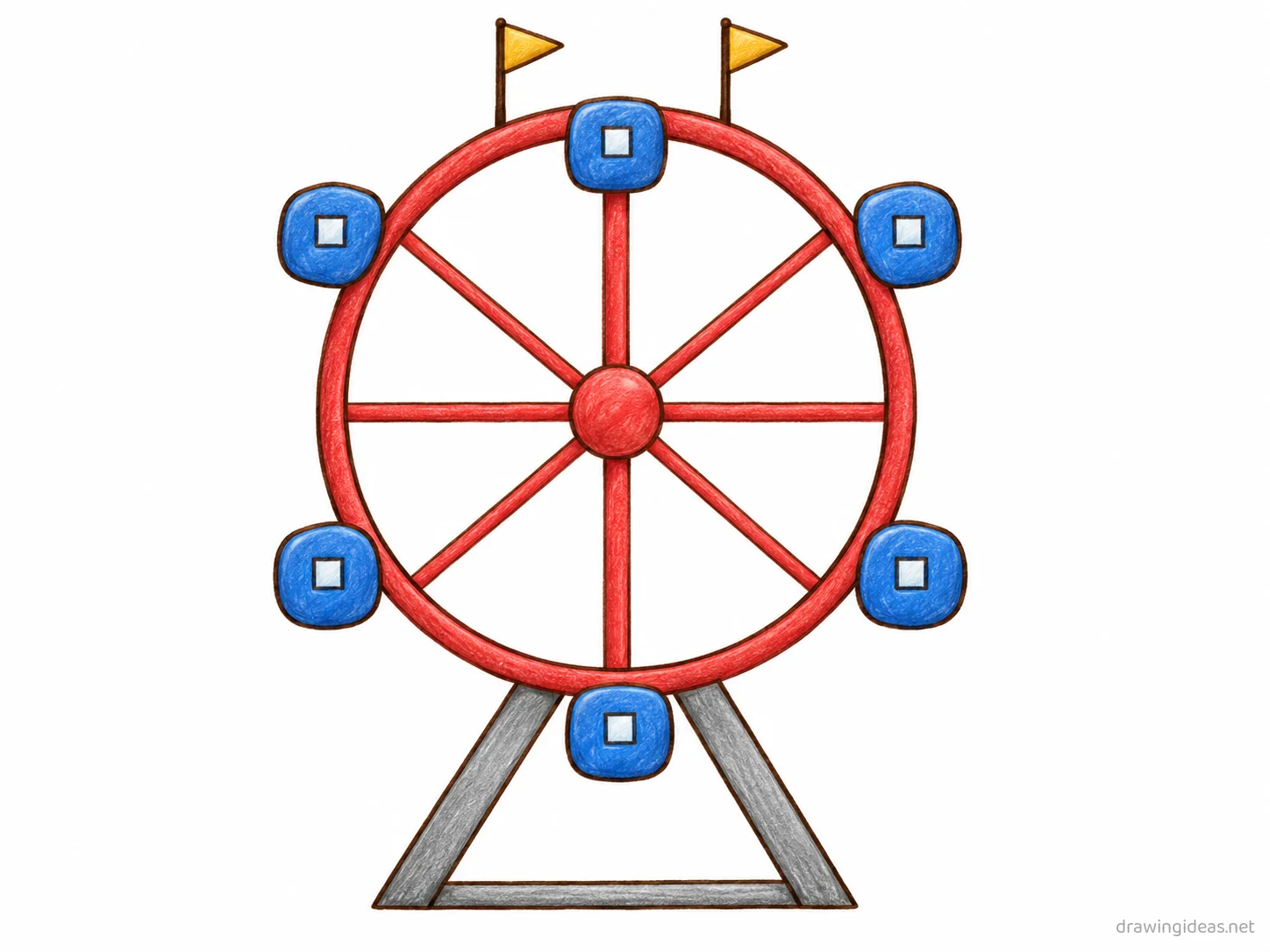 Ferris Wheel drawing ā hand-drawn ferris wheel illustration with ink lines and soft colors