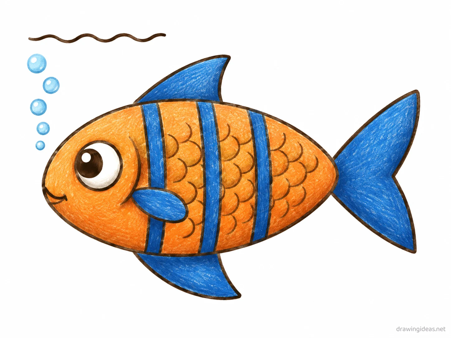 Fish drawing — hand-drawn fish illustration with ink lines and soft colors