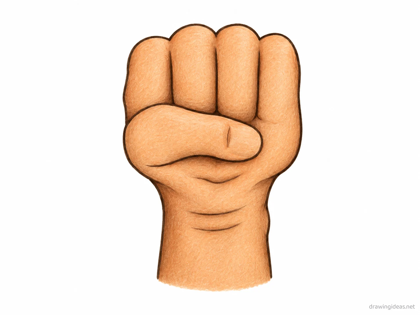Fist drawing — hand-drawn fist illustration with ink lines and soft colors