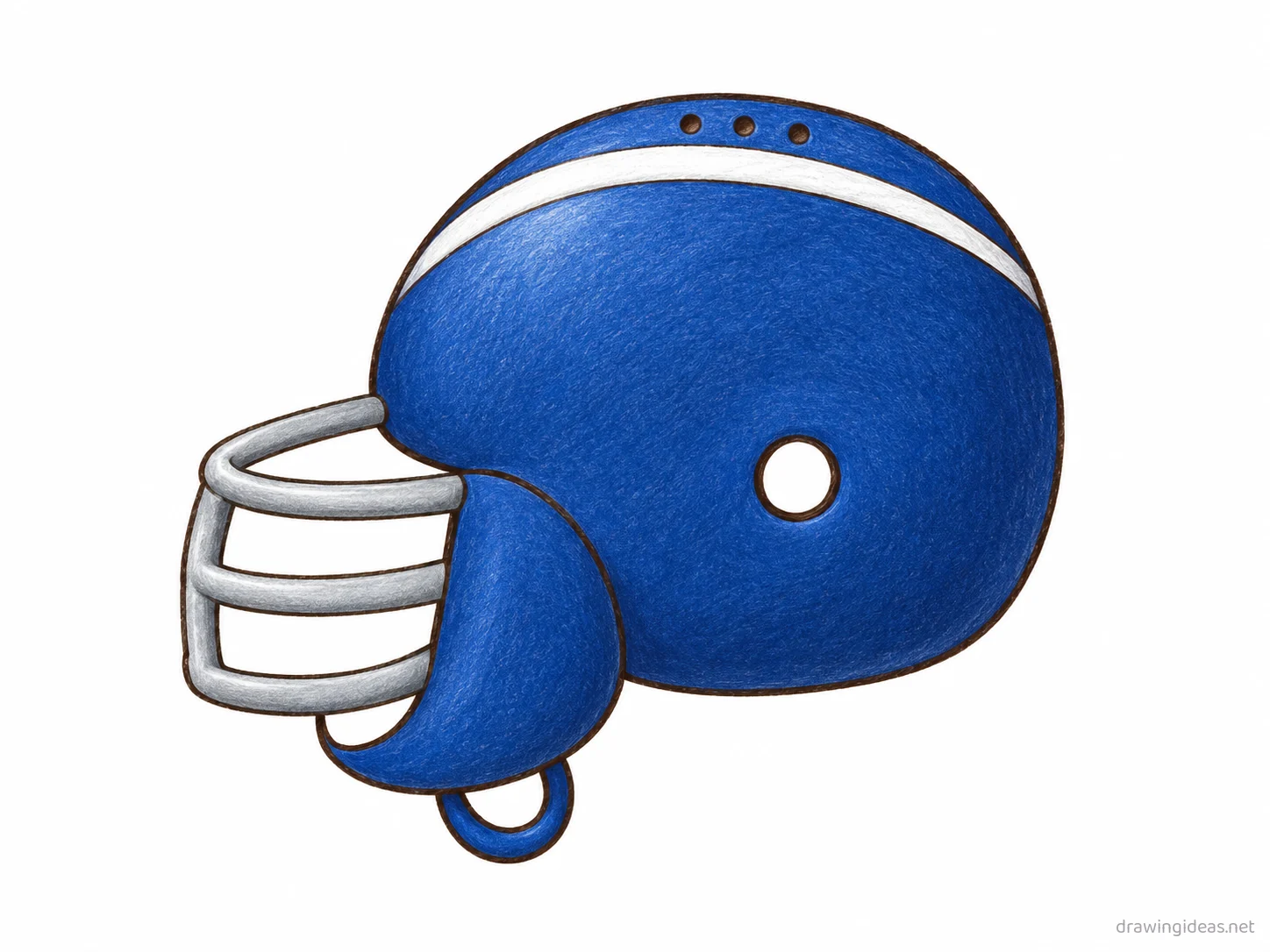 Football Helmet drawing — hand-drawn football helmet illustration with ink lines and soft colors