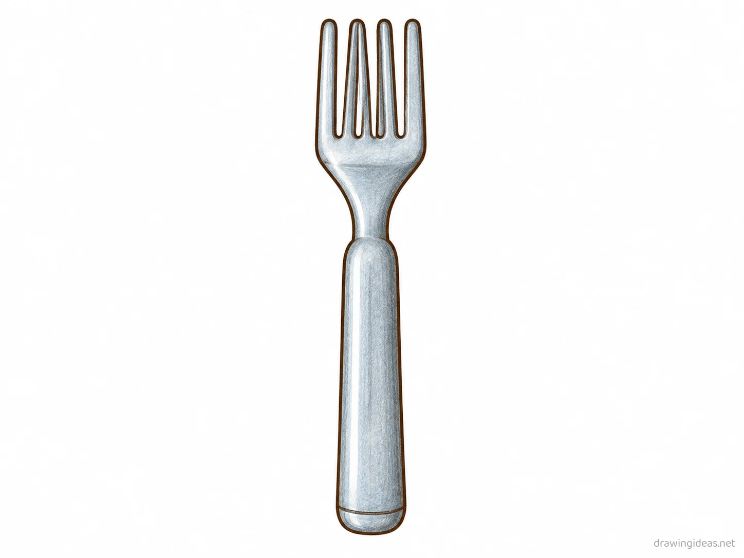 Fork drawing — hand-drawn fork illustration with ink lines and soft colors