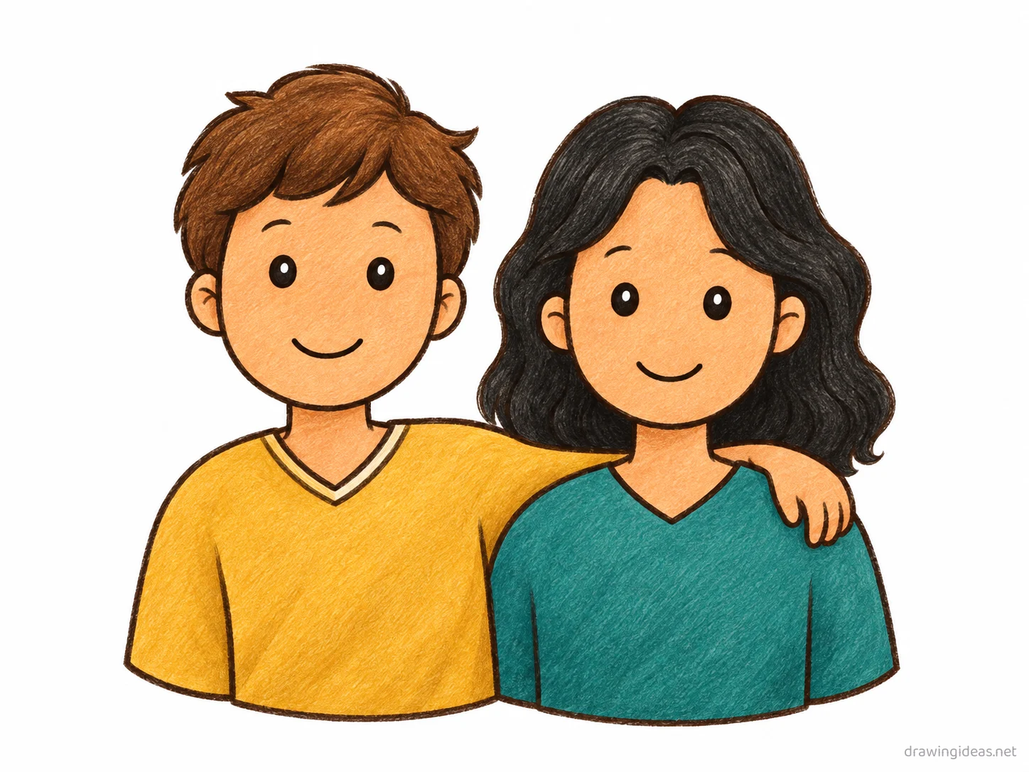 Friends drawing — hand-drawn friends illustration with ink lines and soft colors