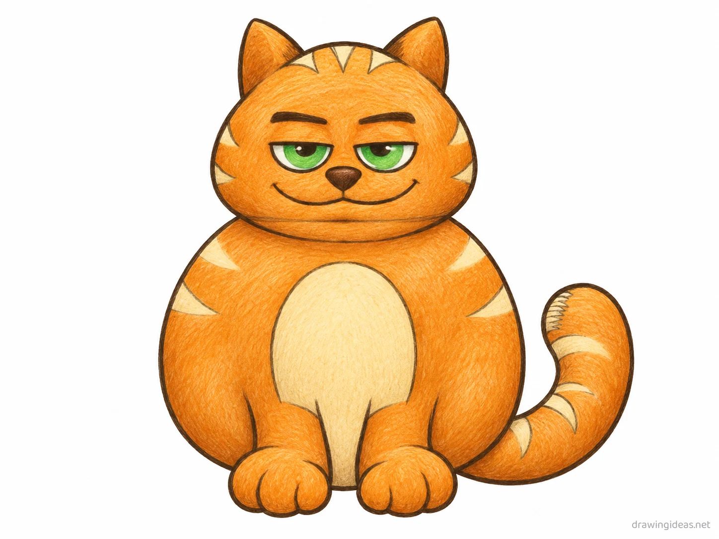Garfield drawing — hand-drawn Garfield illustration with ink lines and soft colors