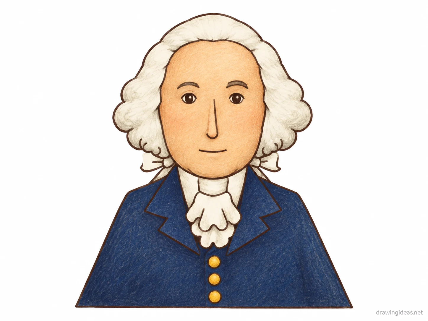 George Washington drawing — hand-drawn George Washington illustration with ink lines and soft colors