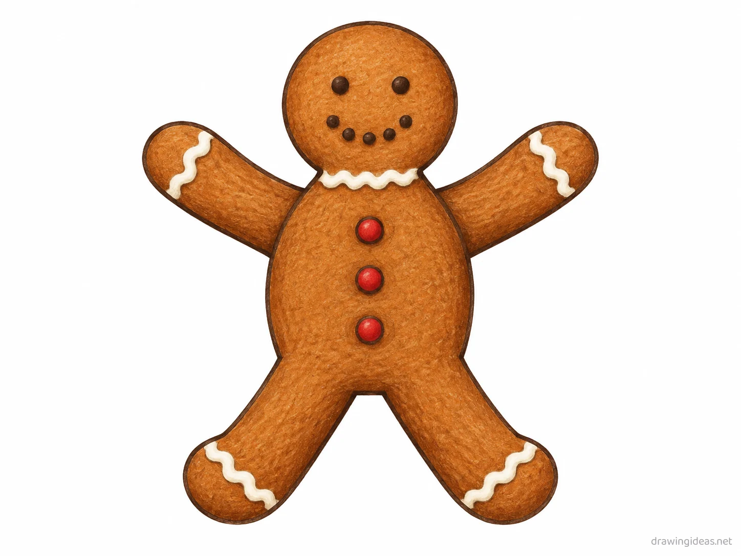 Gingerbread drawing — hand-drawn gingerbread illustration with ink lines and soft colors