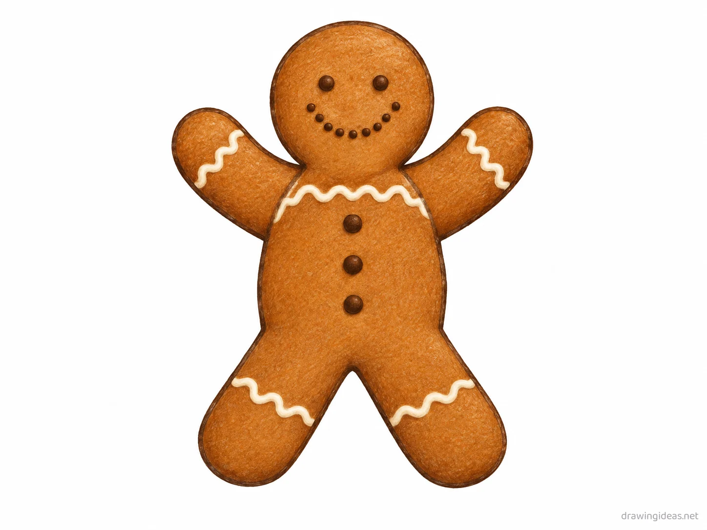 Gingerbread Man drawing — hand-drawn gingerbread man illustration with ink lines and soft colors