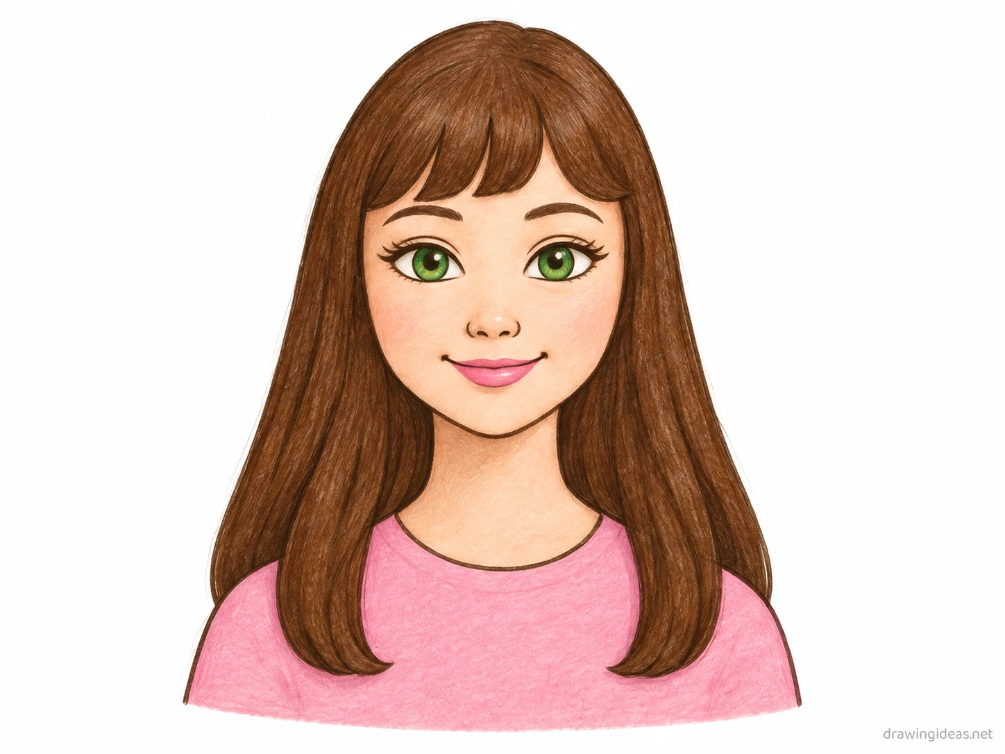 Girl drawing — hand-drawn girl illustration with ink lines and soft colors