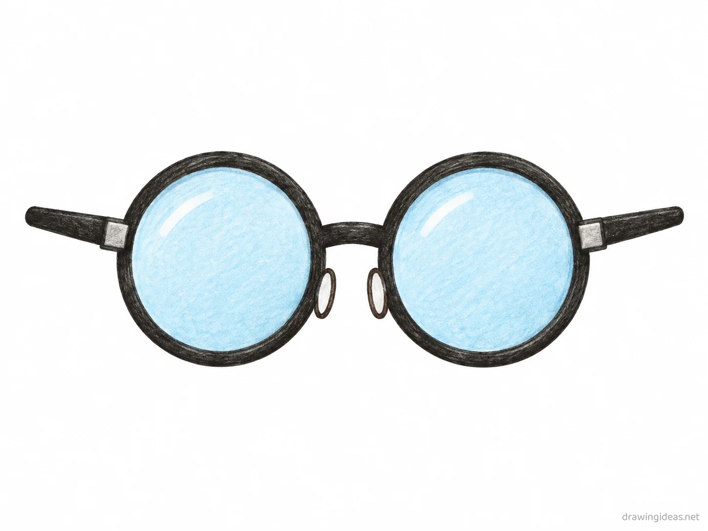 Glasses drawing — hand-drawn glasses illustration with ink lines and soft colors