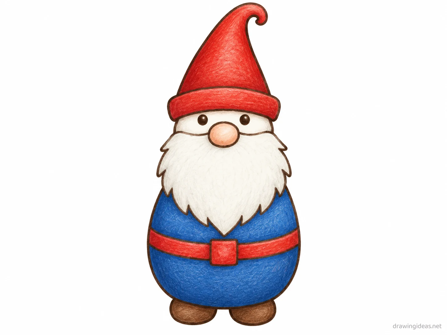Gnome drawing — hand-drawn gnome illustration with ink lines and soft colors