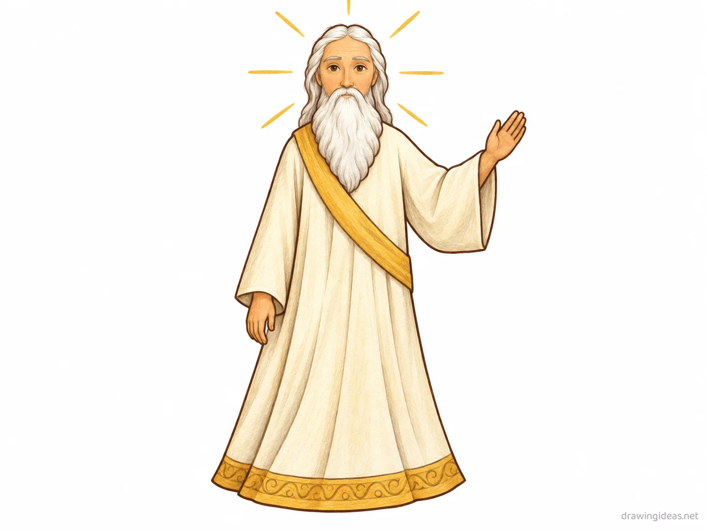 God drawing — hand-drawn God illustration with ink lines and soft colors