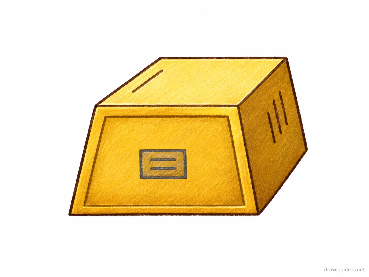 Gold Bar drawing — hand-drawn gold bar illustration with ink lines and soft colors