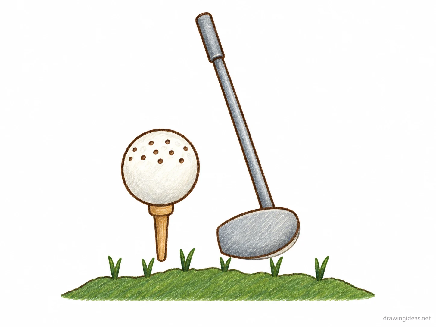 Golf drawing — hand-drawn golf illustration with ink lines and soft colors