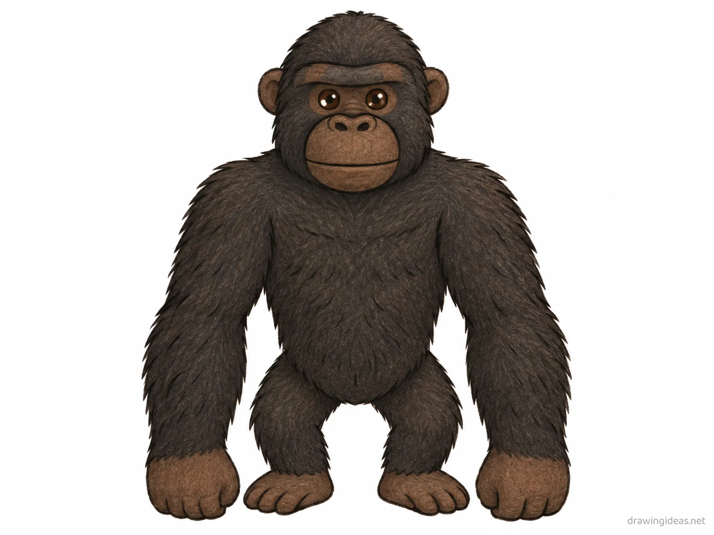 Gorilla drawing — hand-drawn gorilla illustration with ink lines and soft colors