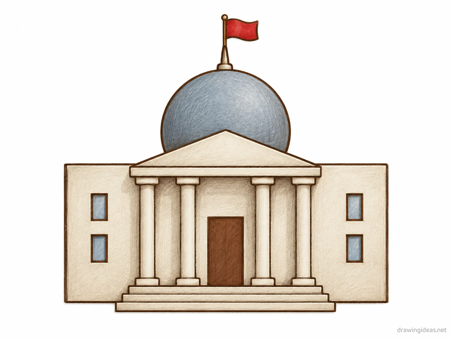 Government drawing — hand-drawn government illustration with ink lines and soft colors