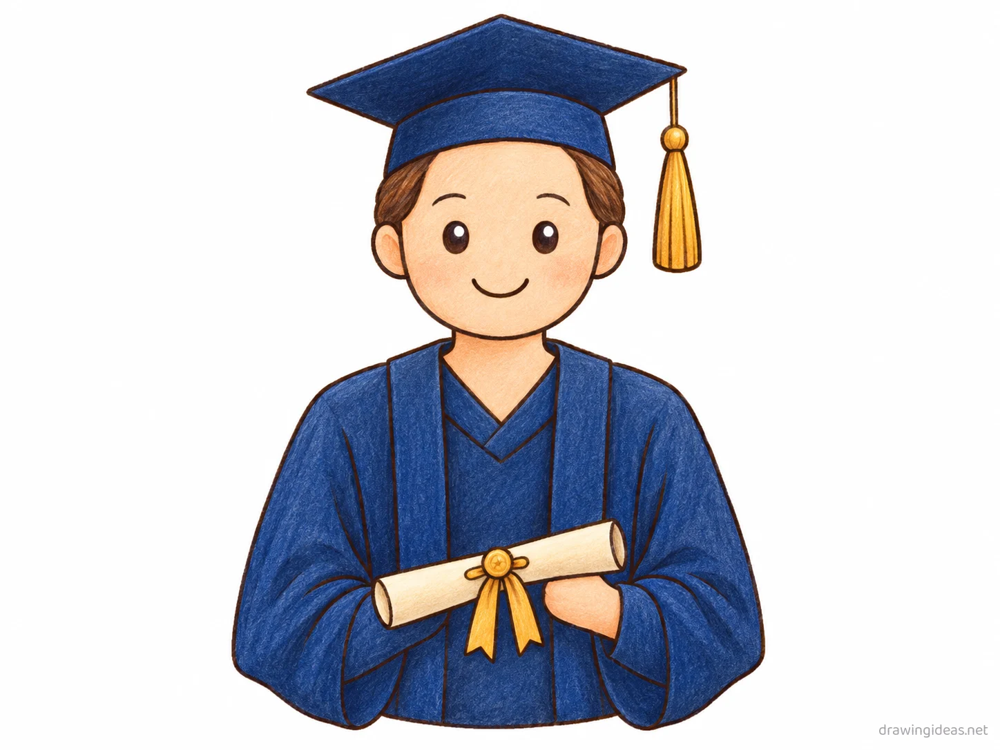 Graduation drawing — hand-drawn graduation illustration with ink lines and soft colors