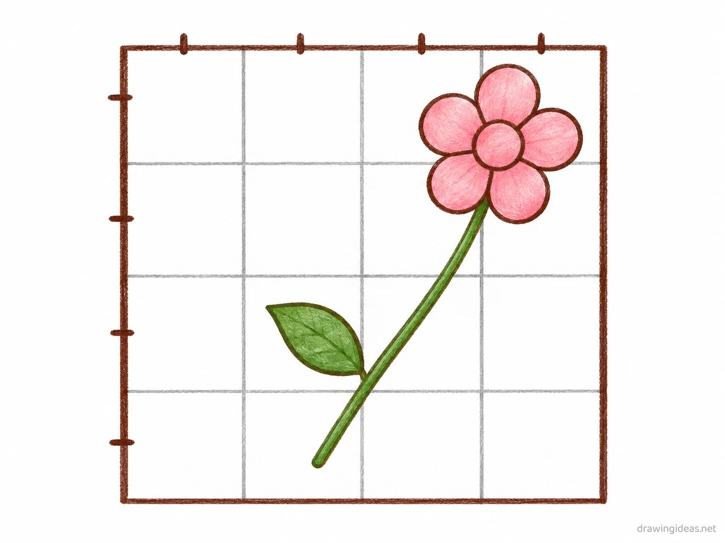 Grid drawing — hand-drawn grid illustration with ink lines and soft colors