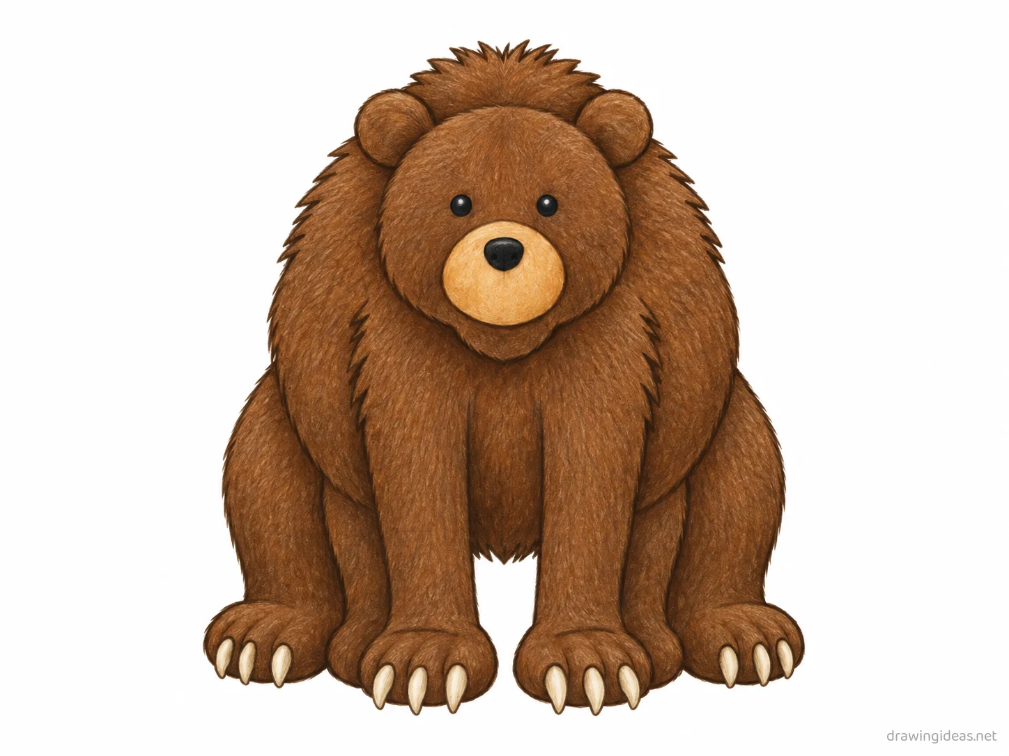 Grizzly Bear drawing — hand-drawn grizzly bear illustration with ink lines and soft colors