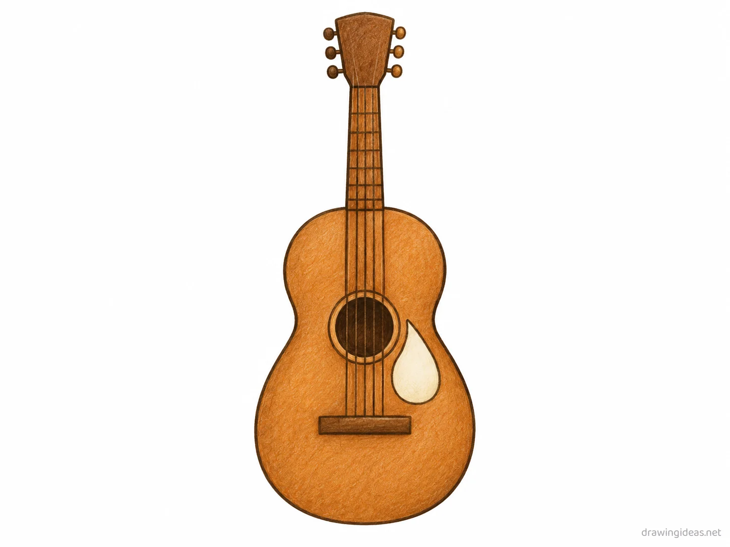 Guitar drawing — hand-drawn guitar illustration with ink lines and soft colors