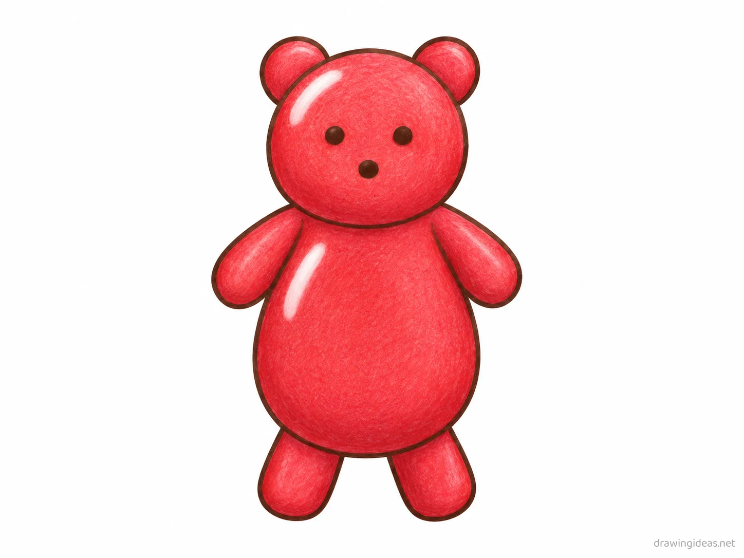 Gummy Bear drawing — hand-drawn gummy bear illustration with ink lines and soft colors