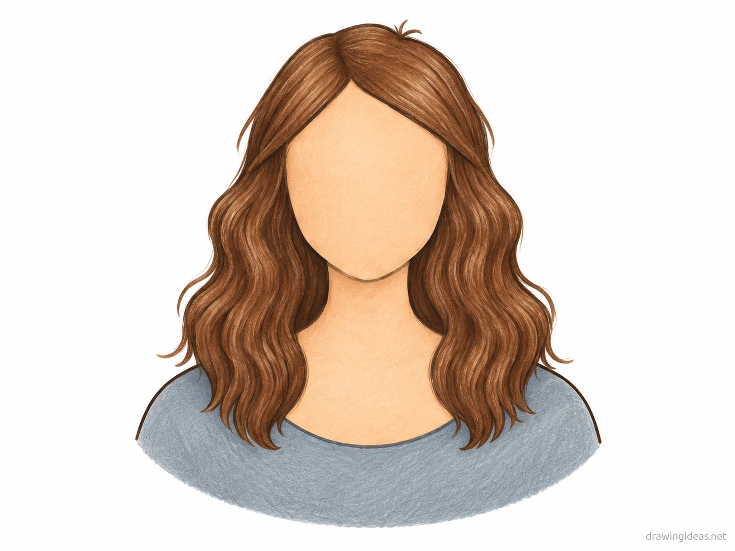 Hair drawing — hand-drawn hair illustration with ink lines and soft colors