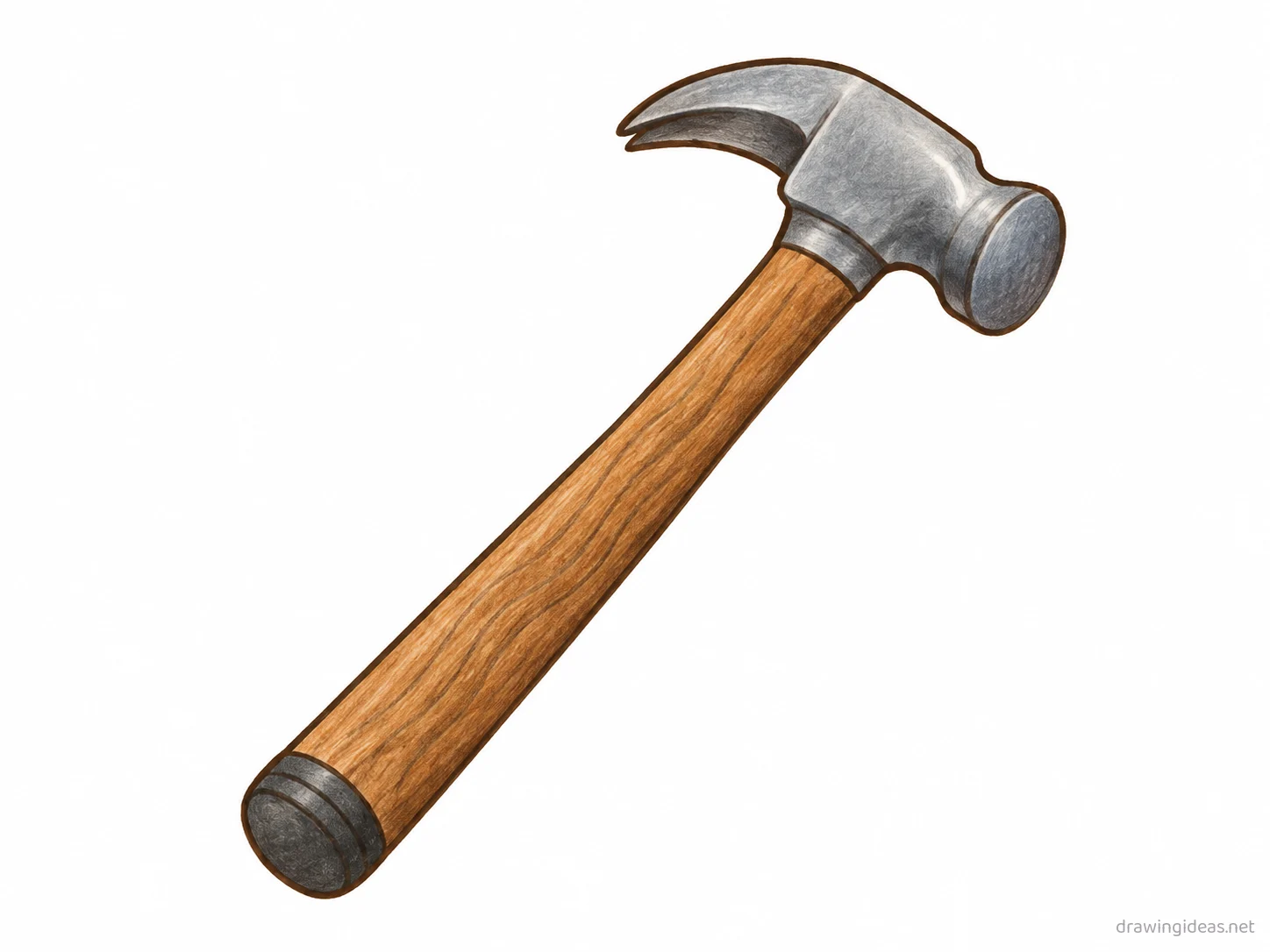 Hammer drawing — hand-drawn hammer illustration with ink lines and soft colors
