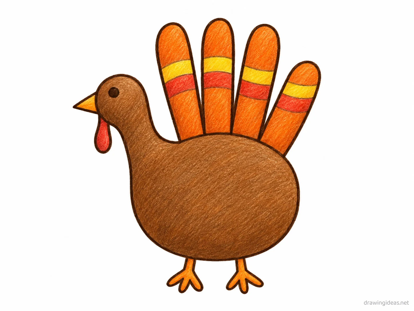 Hand Turkey drawing — hand-drawn hand turkey illustration with ink lines and soft colors